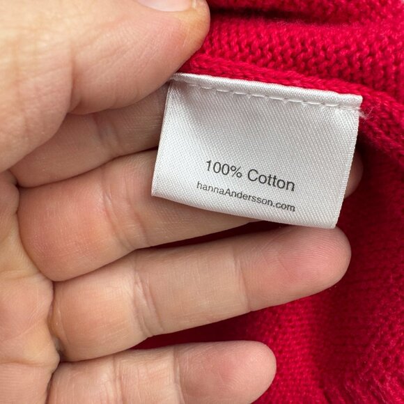 Hanna Andersson Red Vest Nordic Sweater Cotton Pullover Navy Trim Size 140  10 - Picture 6 of 9